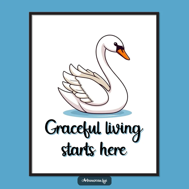 Free Printable Swan Wall Art - Elegant Glide Design, Downloadable Decor Gift