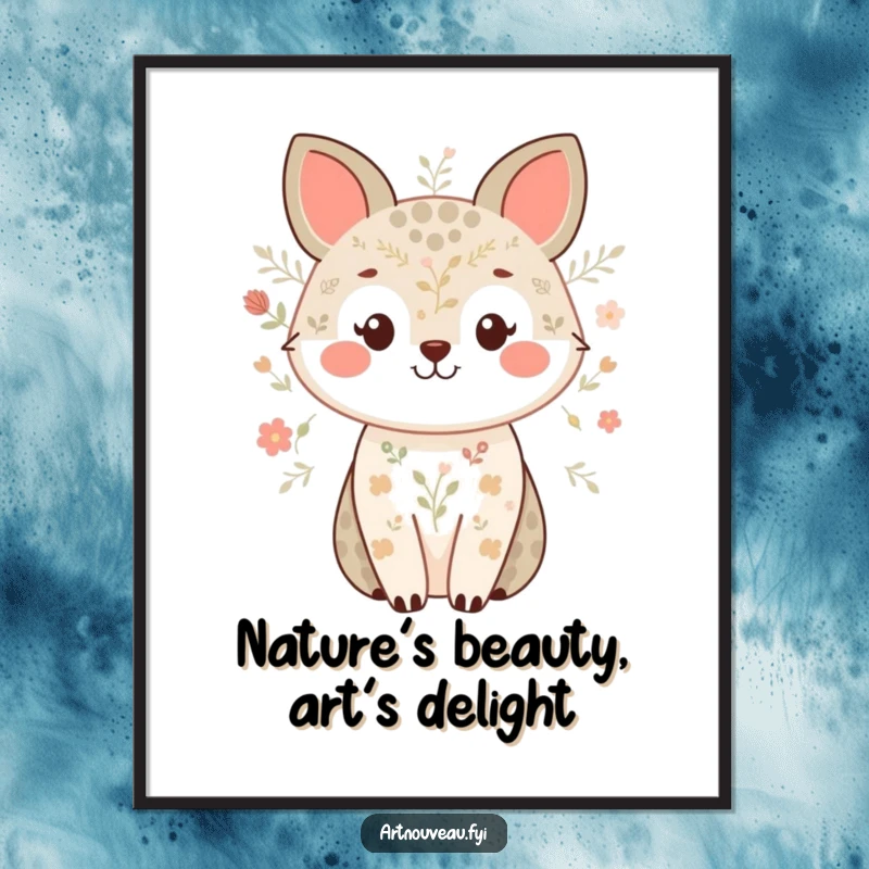 Funny Free Printable Wall Art: An animal character with intricate nature patterns smiles sweetly, adding charm.