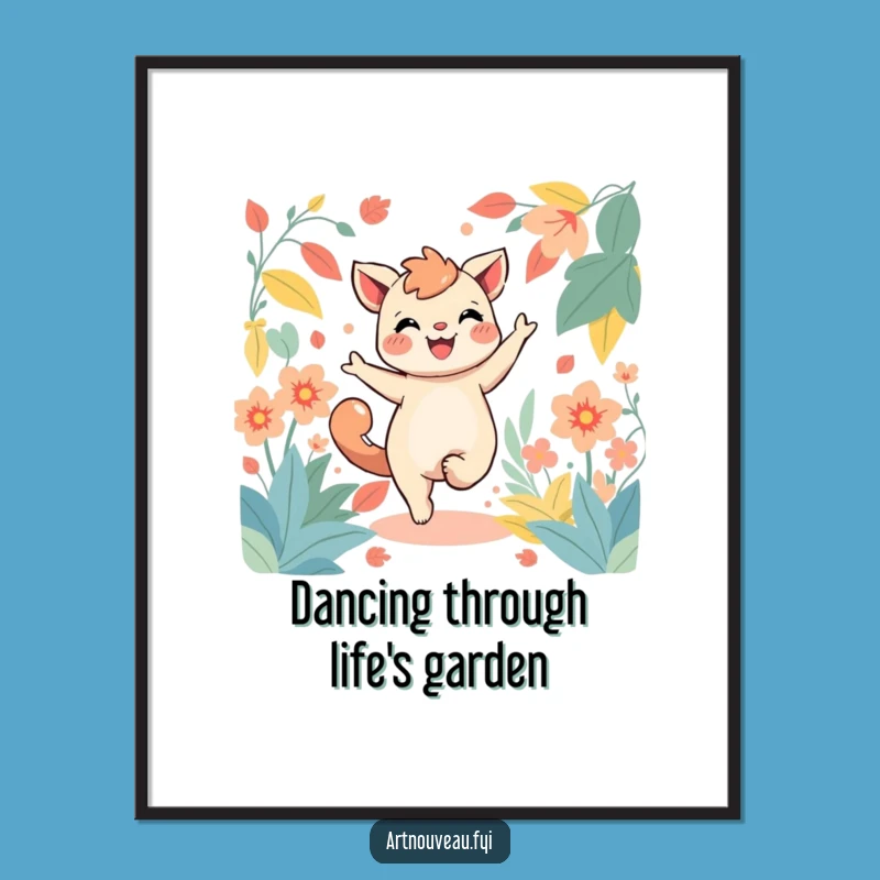 Free Printable Wall Art: Dancing Creature Foliage, Stylized Flowing Downloadable