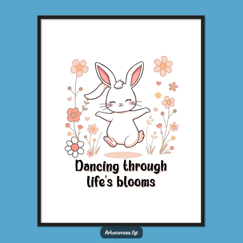 Free Printable Wall Art: Dancing Rabbit Floral Funny Downloadable Decor