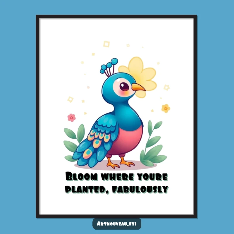 Free Printable Wall Art: Enchanted Peacock Magic Bloom Funny Downloadable Art