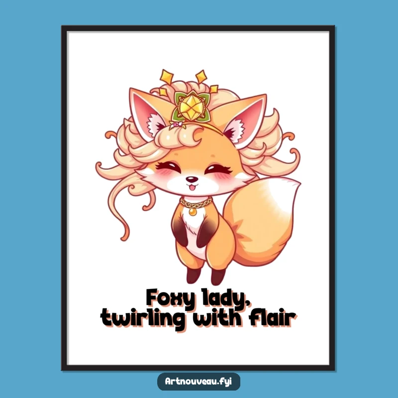 Free Printable Wall Art: Funny Fox Twirling Chic Decor Downloadable Art