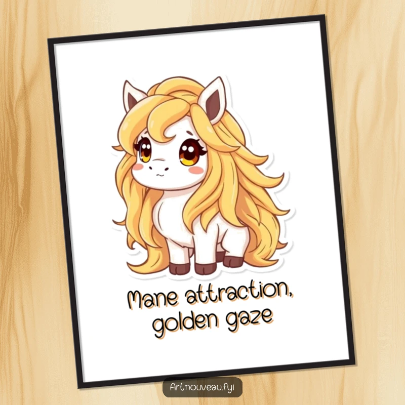 Funny Free Printable Wall Art: Animal with Flowing Golden Mane Looking Up Curiously, Decor