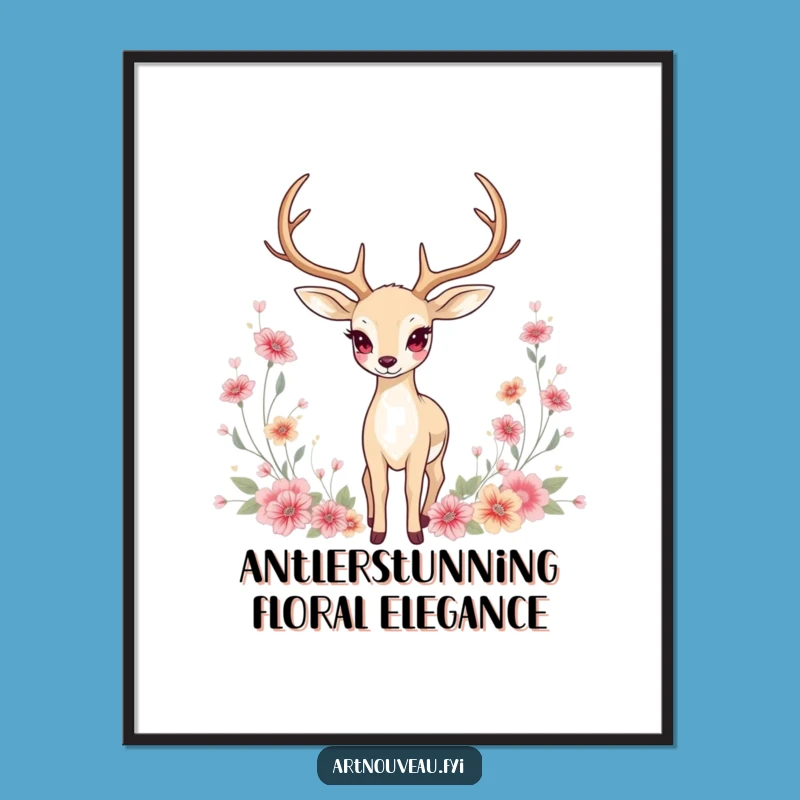 Free Printable Wall Art: Graceful Deer Art Nouveau Funny Downloadable Decor for Your Home