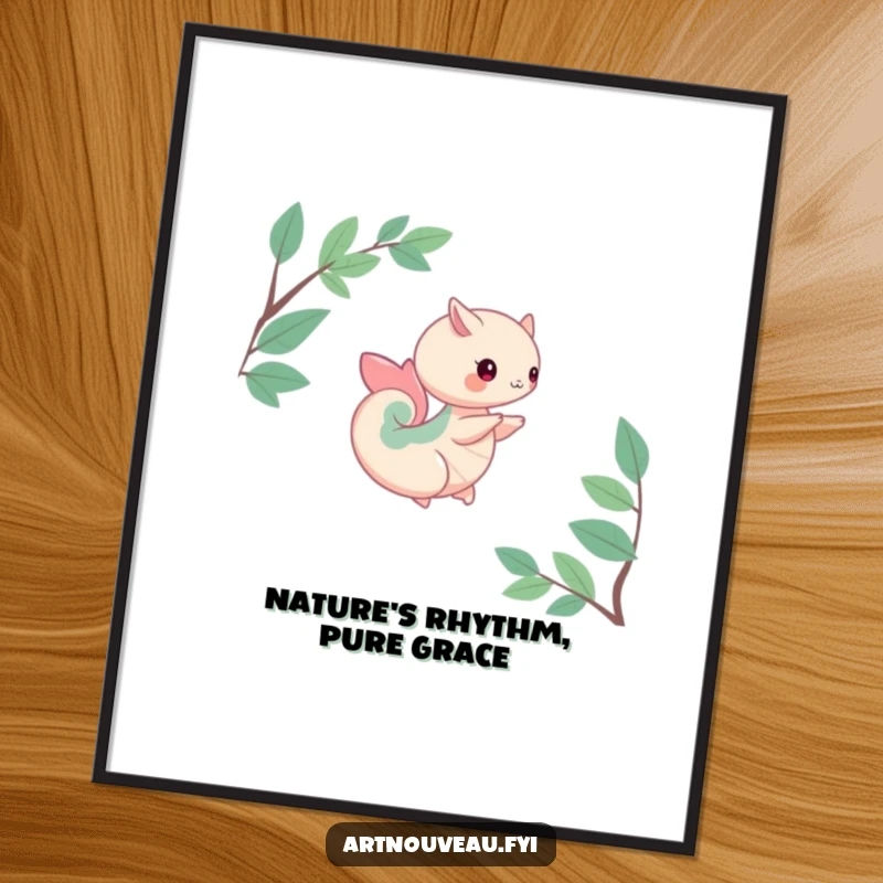 Funny Free Printable Wall Art: Creature with Organic Nature Curves Spinning Gently, Decor