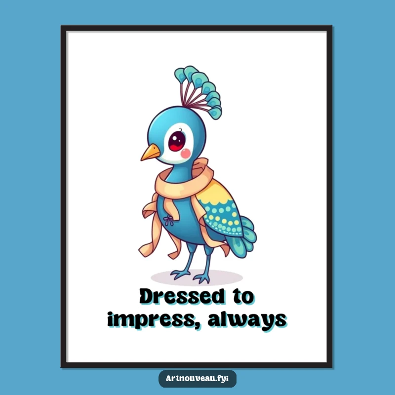 Free Printable Wall Art: Ornate Ribbon Peacock Funny Downloadable Art