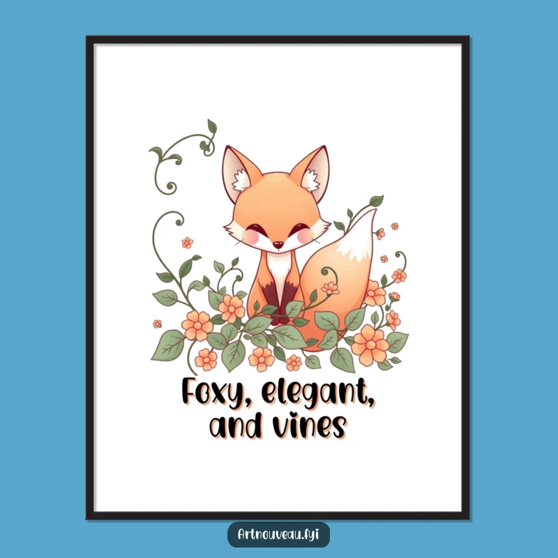 Free Printable Wall Art: Whimsical Fox Art Nouveau Funny Downloadable Decor for Your Home