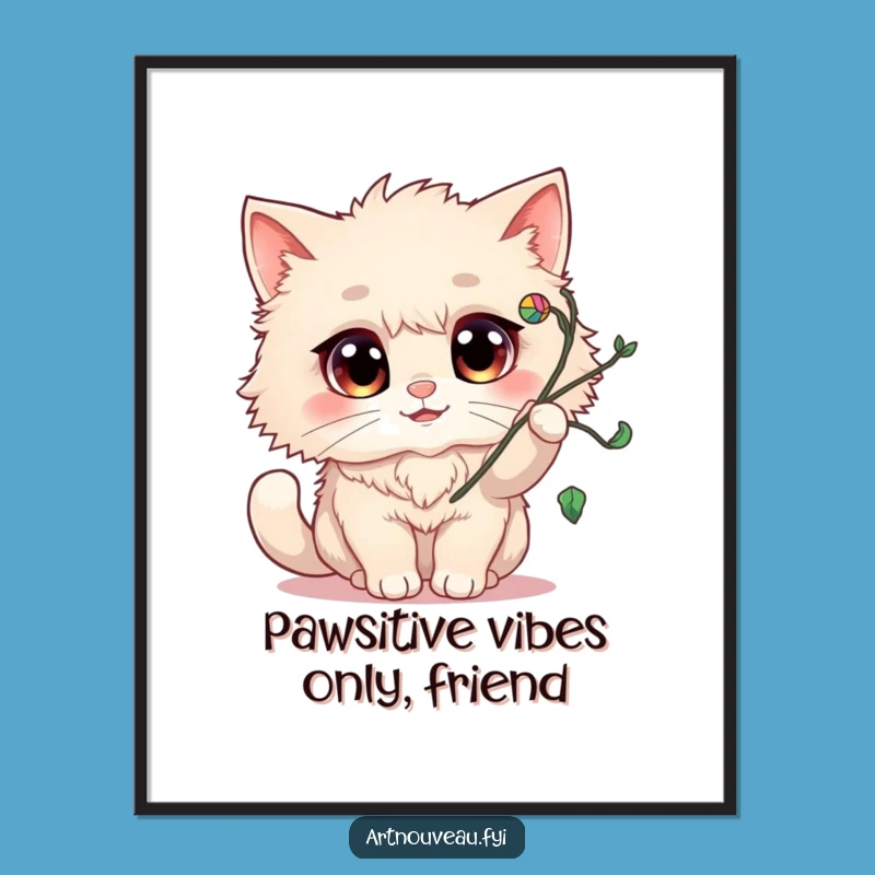 Funny Free Printable Wall Art: Fluffy Cat Batting Vines, Humorous Downloadable Decor