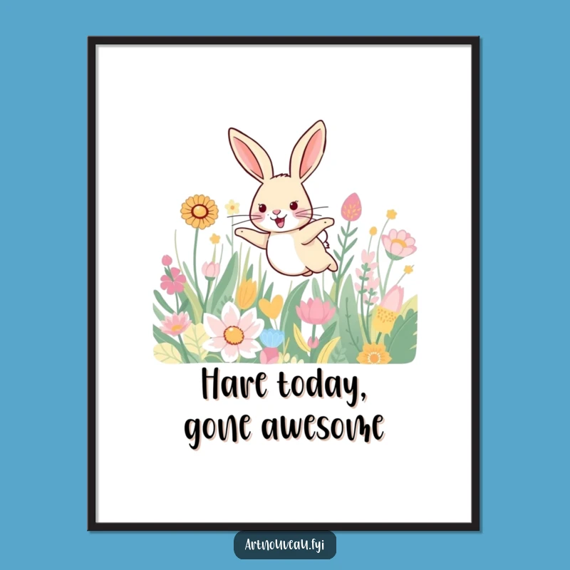 Funny Free Printable Wall Art: Hare Plant Field Downloadable Art Print