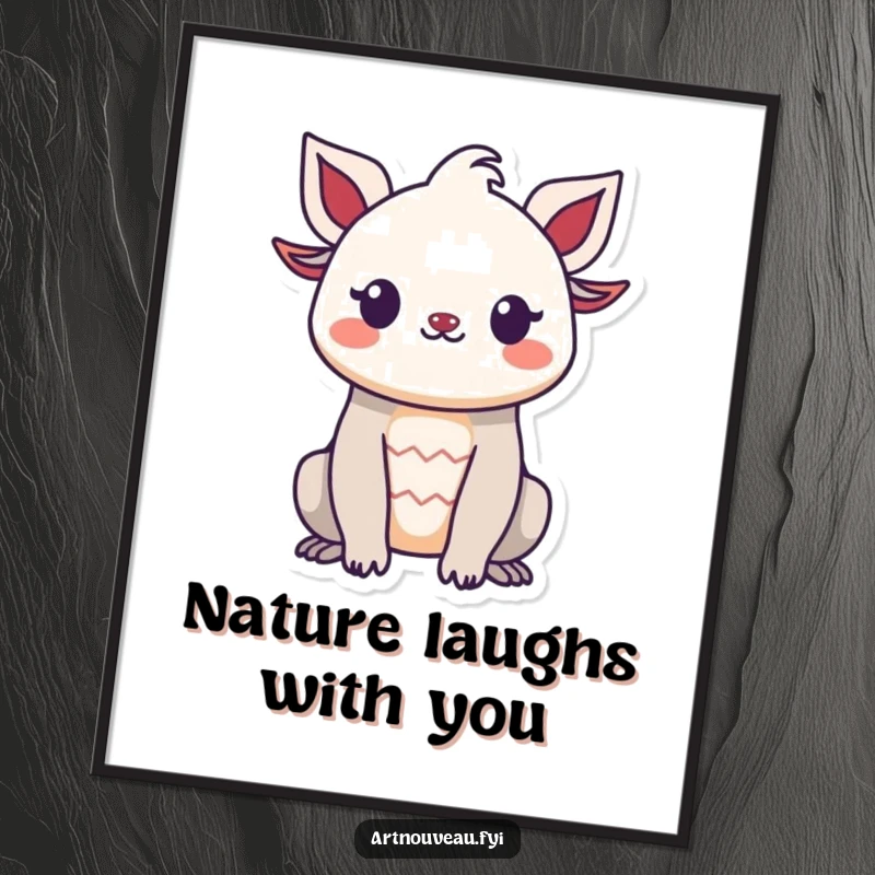 Funny Free Printable Wall Art: Smiling creature's organic silhouette forming a decorative shape, perfect for unique wall decor.