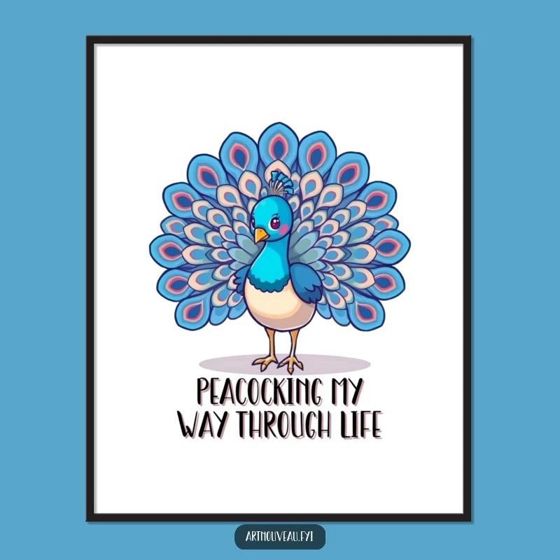 Free Printable Wall Art: Majestic Peacock Swirling Feathers Funny Downloadable Art