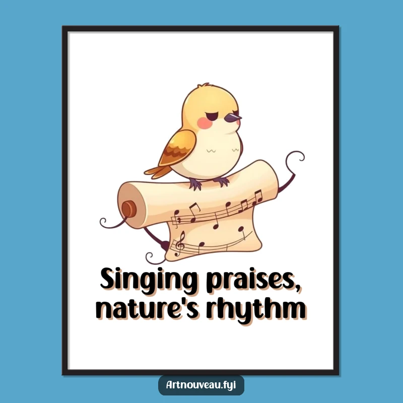 Free Printable Wall Art: Musical Bird Design, Downloadable Funny Home Decor Art