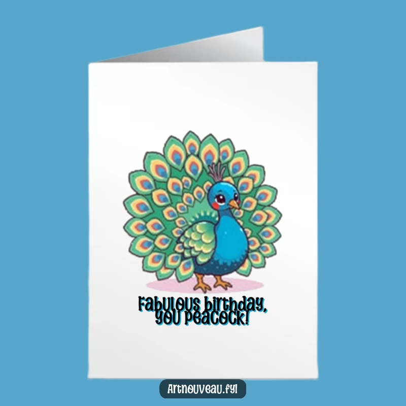 Free Printable Birthday Card: Fabulous Peacock Display Downloadable Gift