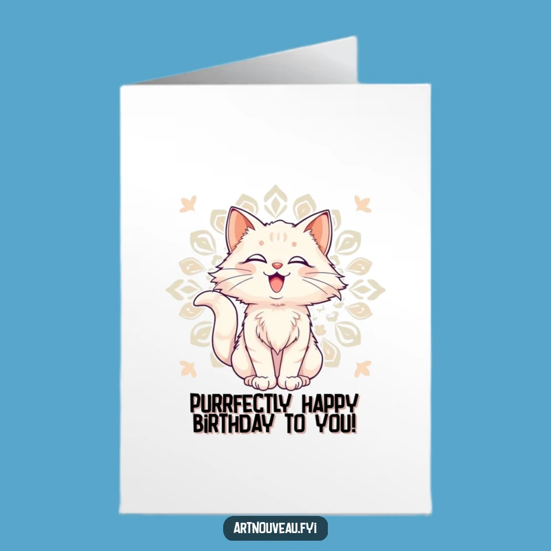 Free Printable Birthday Card: Delighted Cat Funny Downloadable Gift for Cat Lovers