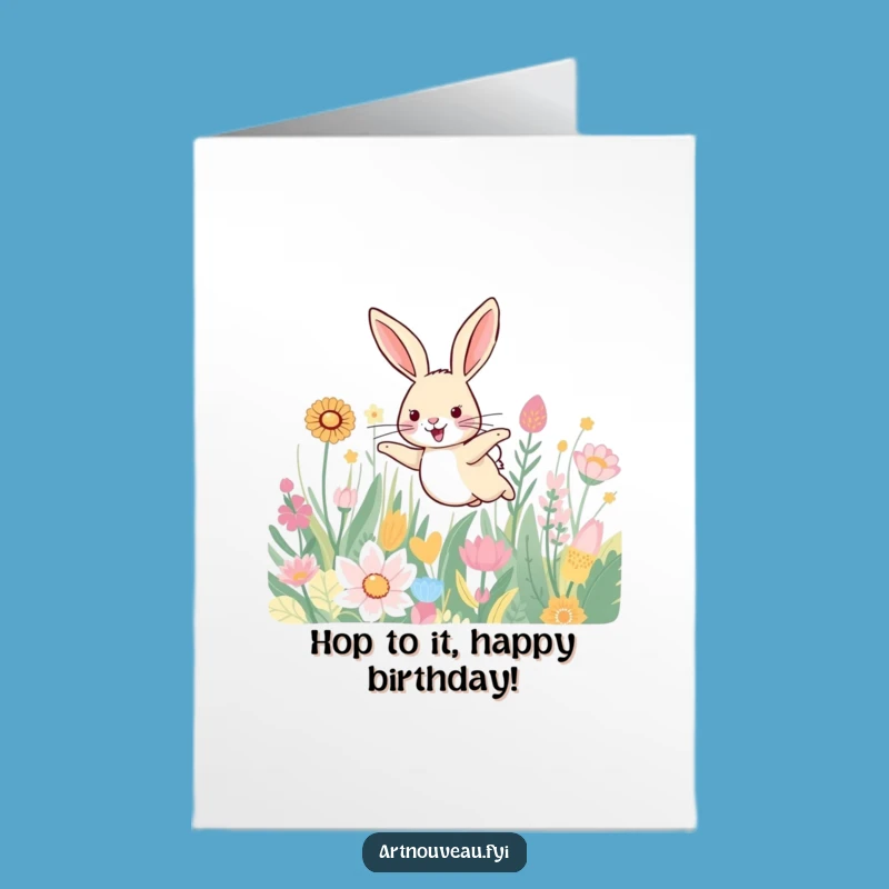 Free Printable Birthday Card: Joyful Hare Leap Downloadable Gift