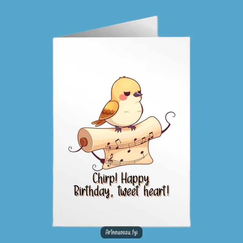 Free Printable Birthday Card: Musical Bird Design, Downloadable Funny Gift for Music Lovers