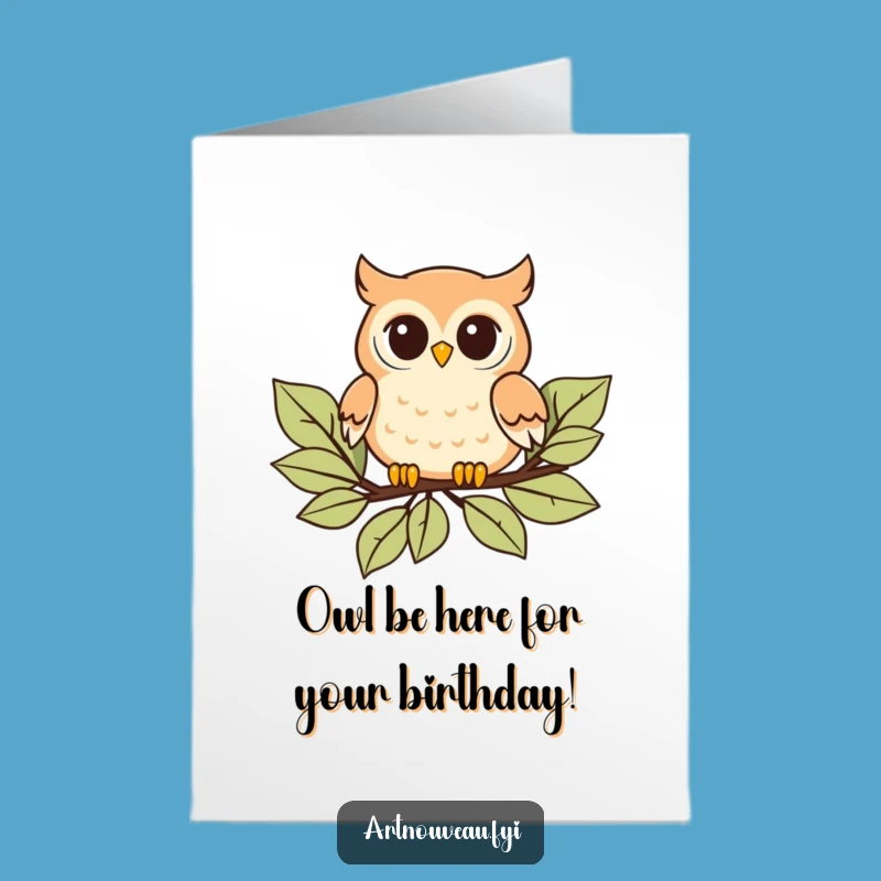 Free Printable Birthday Card: Playful Owl Funny Downloadable Gift for Animal Lovers