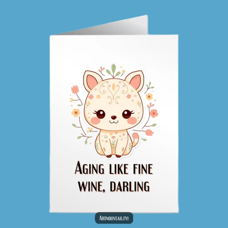 Free Printable Birthday Card: Sweet Animal Nature Pattern Funny Downloadable Gift