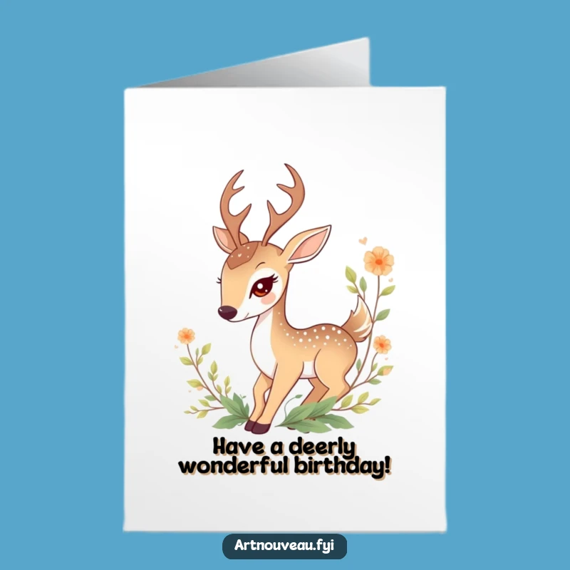 Free Printable Birthday Card: Whimsical Deer Design, Downloadable Funny Gift for Nature Lovers
