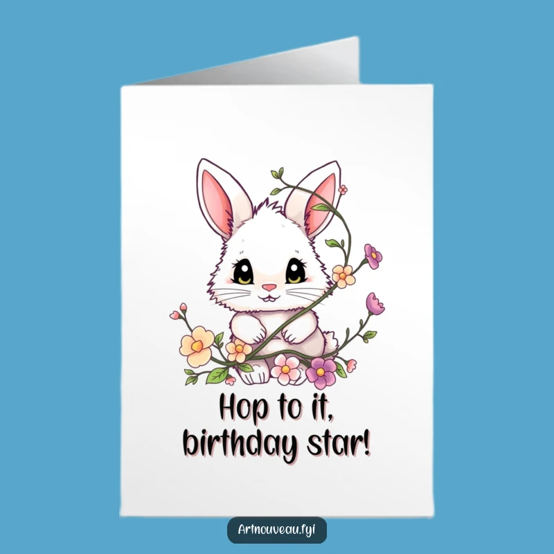 Free Printable Bunny Birthday Card: Funny Fluffy Friend Easing into Your Special Day