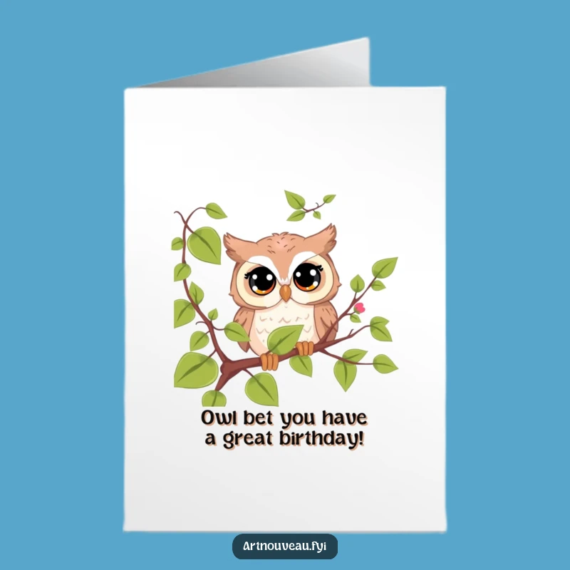 Free Printable Funny Owl Birthday Card - Cute Peek-a-Boo Owl Downloadable Gift