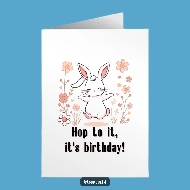Free Printable Birthday Card: Joyful Rabbit Dance Funny Downloadable Gift