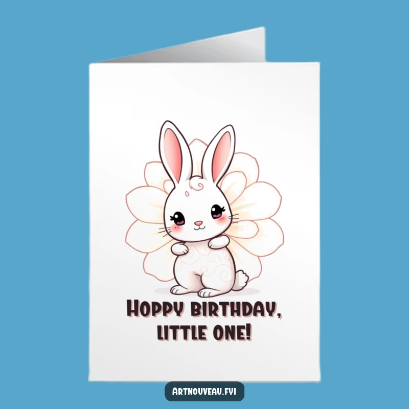 Free Printable Rabbit Birthday Card - Cute Swirl Bunny Downloadable DIY Gift