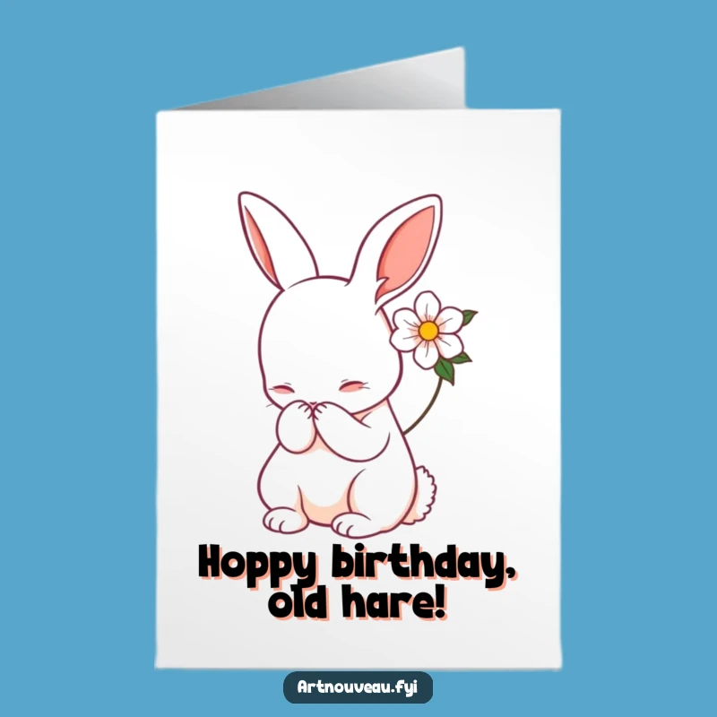 Free Printable Birthday Card: Elegant Rabbit Wishes Downloadable Gift
