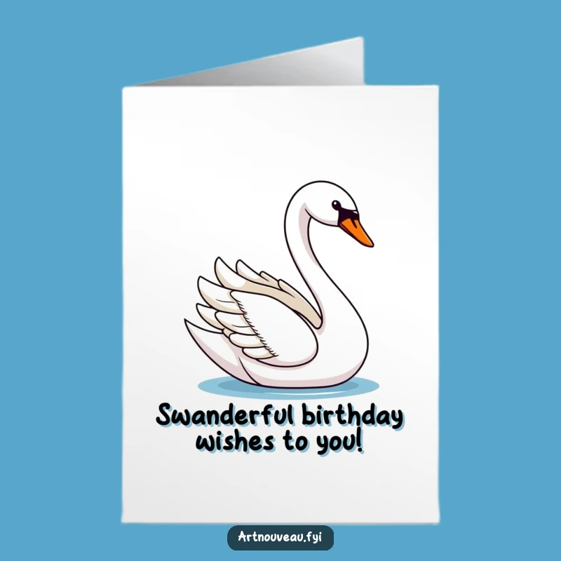 Free Printable Swan Swan Song Birthday Card - Elegant Glide Design, Downloadable Gift