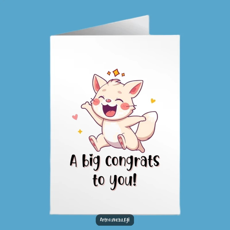Free Printable Congrats Card: Leaping Animal Flair, Humorous Downloadable Gift