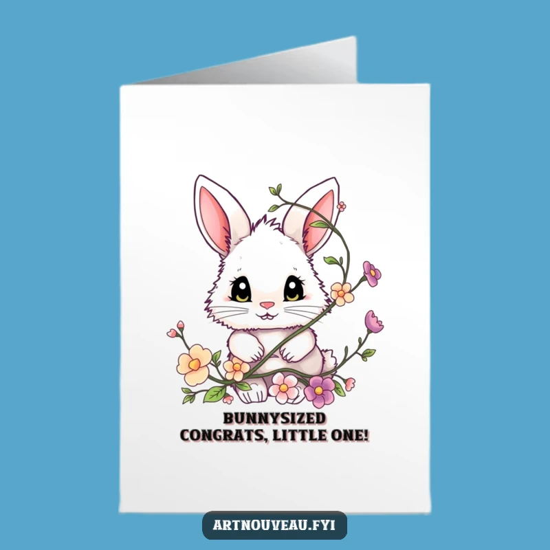 Free Printable Bunny Congratulations Card: Adorable Fluffy Pal Celebrating Your Huge Win
