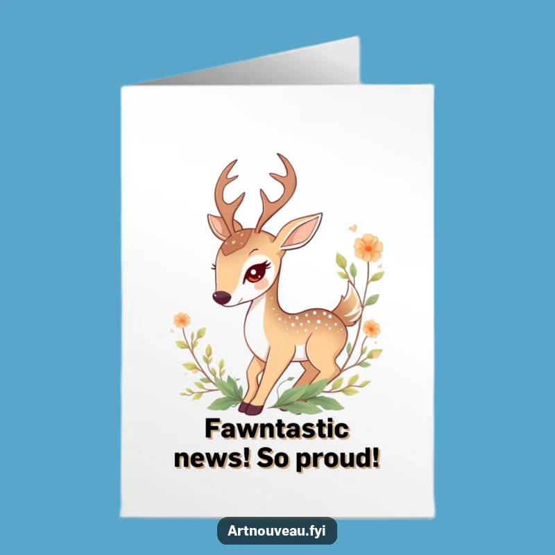 Free Printable Congrats Card: Elegant Deer Design, Downloadable Funny Celebration Gift