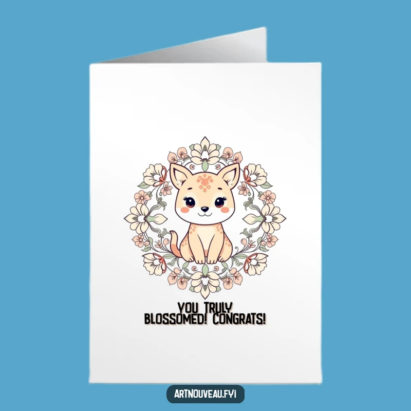 Free Printable Congrats Card: Floral Animal Celebration - Funny Download