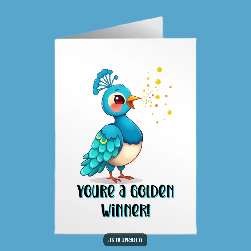 Free Printable Congrats Card: Golden Dust Peacock Funny Downloadable Gift