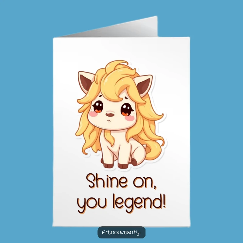 Free Printable Congrats Card: Golden Mane Animal, Cheerful Downloadable Gift