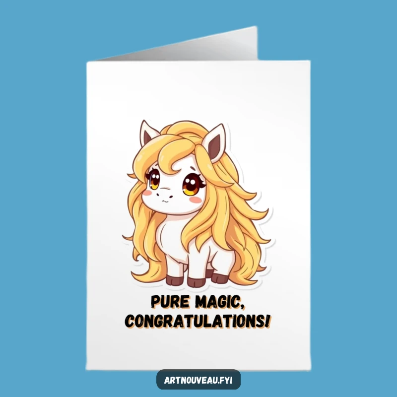 Free Printable Congrats Card: Golden Mane Animal Curious Look Downloadable Gift