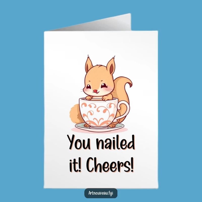 Free Printable Congrats Card: Joyful Squirrel Sip Downloadable Gift