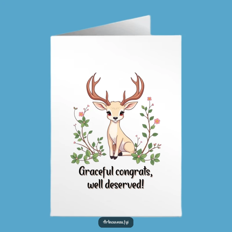 Free Printable Congrats Card: Majestic Animal & Vine Art for Your Success