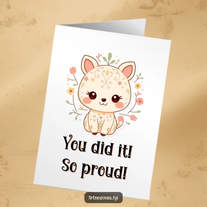 Funny Free Printable Congratulations Card: Nature Patterned Animal Smiling, Great DIY Gift