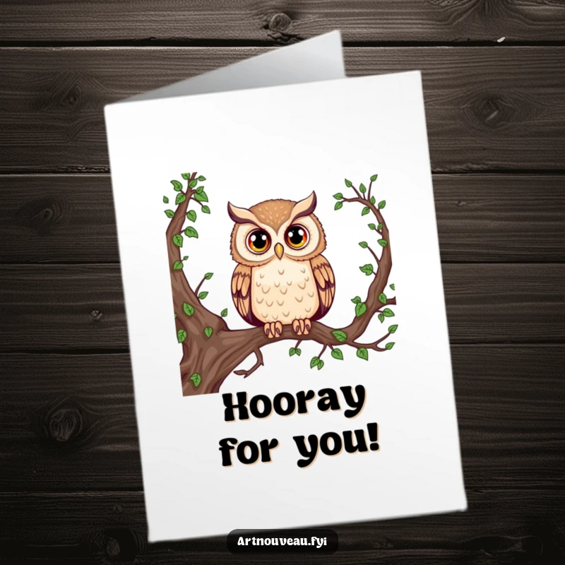 Funny Free Printable Congratulations Card with a wise owl, offering downloadable wisdom and humor for any celebration.