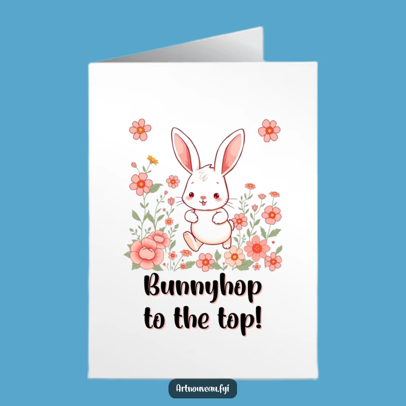 Free Printable Rabbit Congratulations Card - Whimsical Floral Hop, Downloadable Art