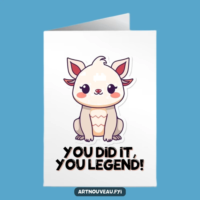 Free Printable Congrats Card: Whimsical Creature Silhouette, Humorous Downloadable Gift