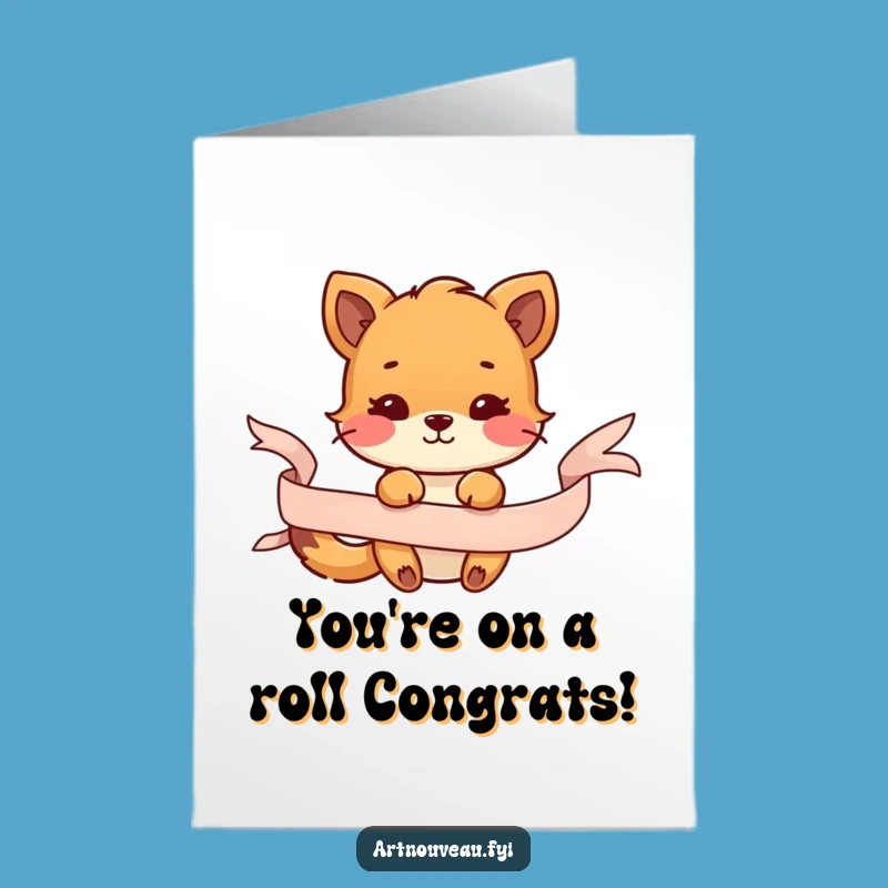 Free Printable Congrats Card: Animal Playfully Tangles with Ribbon - Funny Download