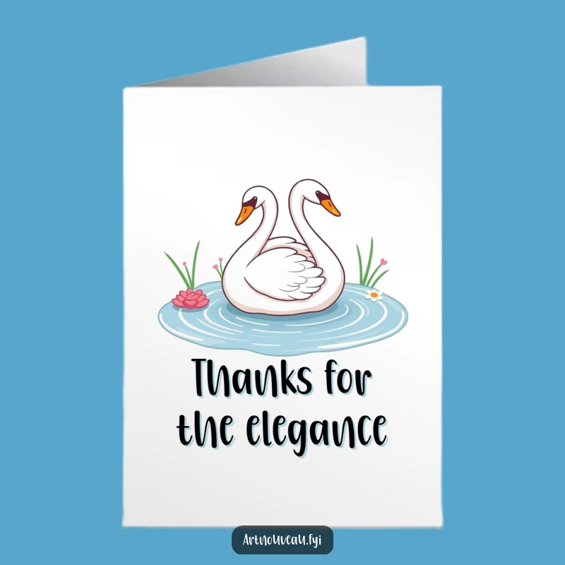 Free Printable Swan Thank You Card: Elegant Design Downloadable Gift for Appreciation