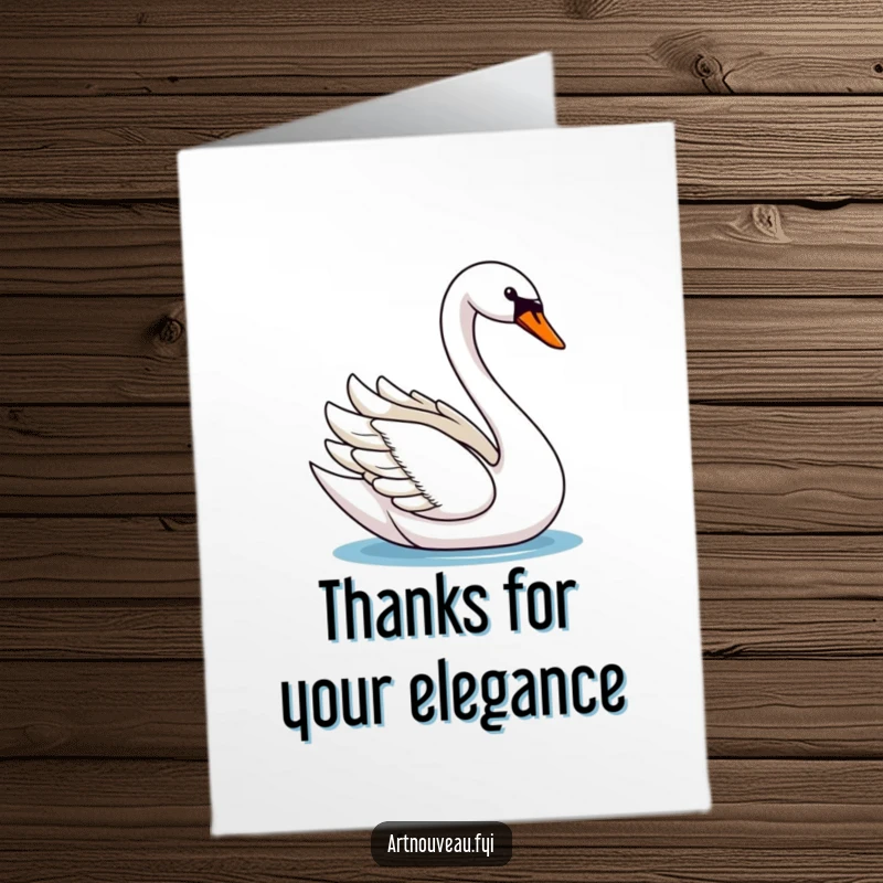 Elegant Free Printable Thank You Card featuring a graceful swan gliding, offering a refined and heartfelt message of thanks.