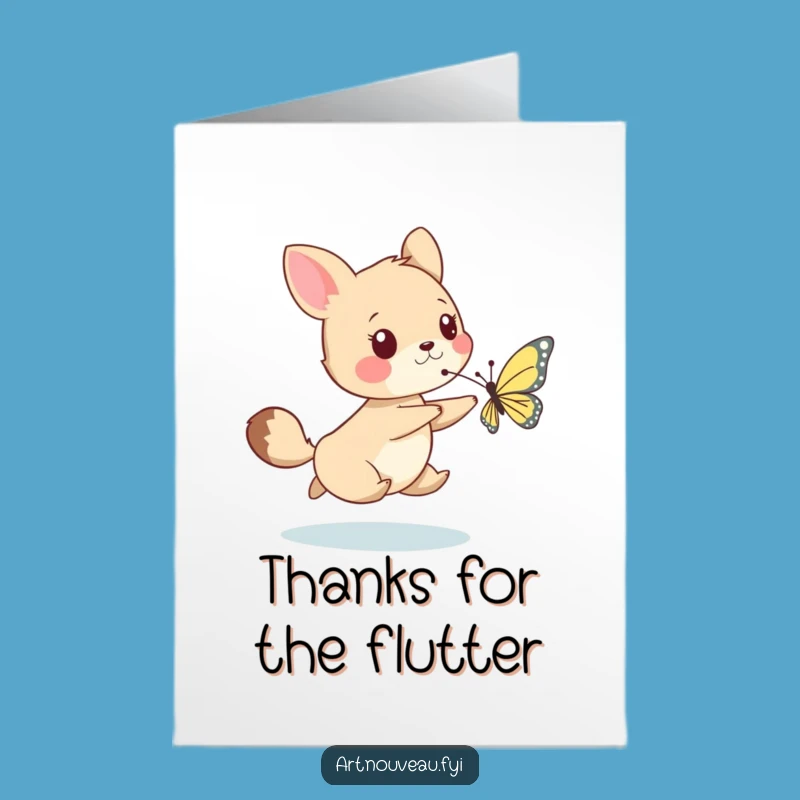 Free Printable Thank You Card: Animal & Butterfly Chase - Funny Greeting