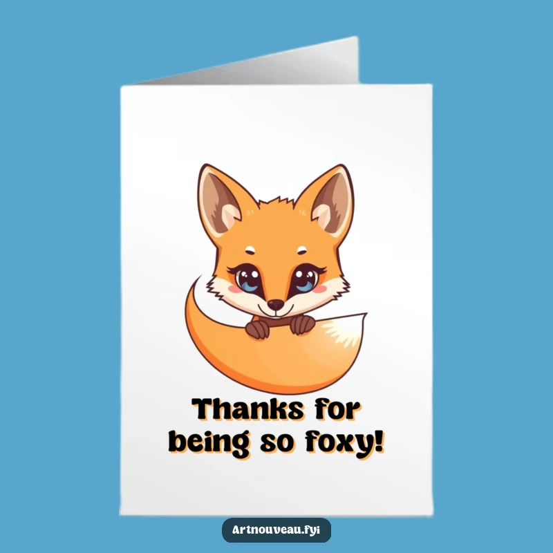 Free Printable Thank You Card: Curious Fox Peek, Funny Downloadable Gratitude Art