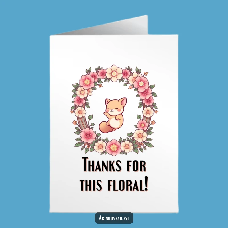 Free Printable Thank You Card: Cute Animal Floral Arch Funny Downloadable Gift