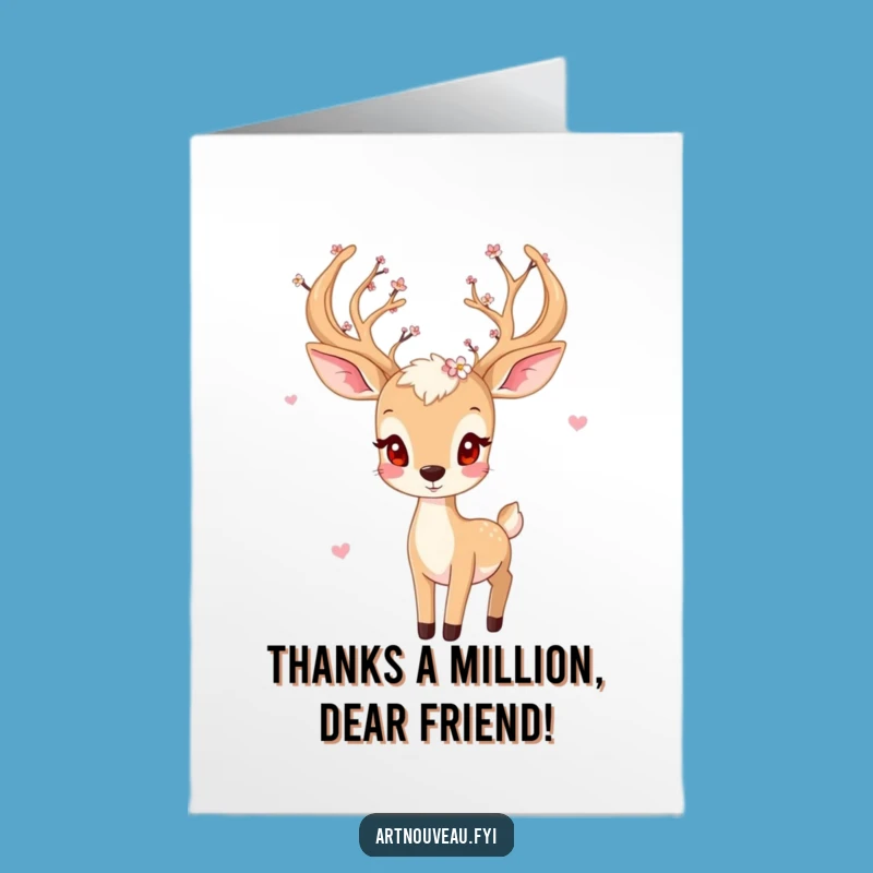 Free Printable Thank You Card: Deer's Floral Gratitude Downloadable Gift
