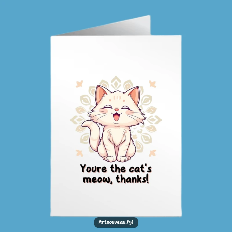 Free Printable Thank You Card: Delighted Cat Funny Downloadable Gift for Your Kindness
